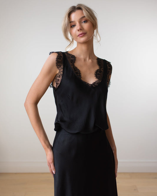 Lace Trim Vest | Black