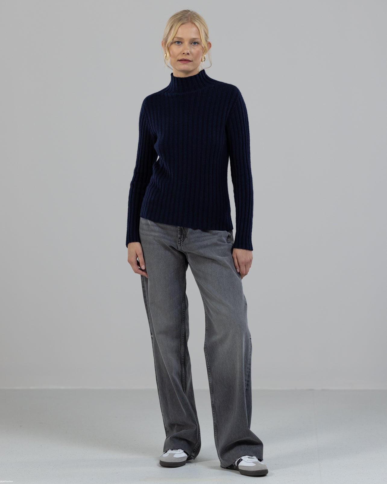 NEW | High Neck Fitted Sweater | Navy