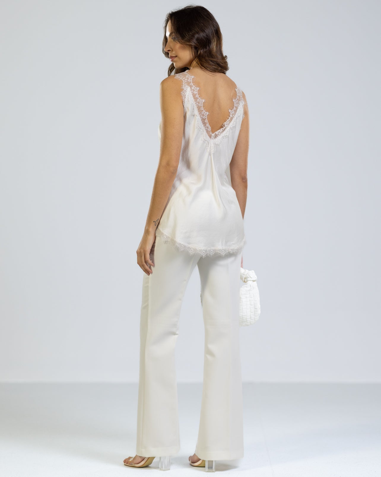 Elsie Lace Trim Vest | Light Beige