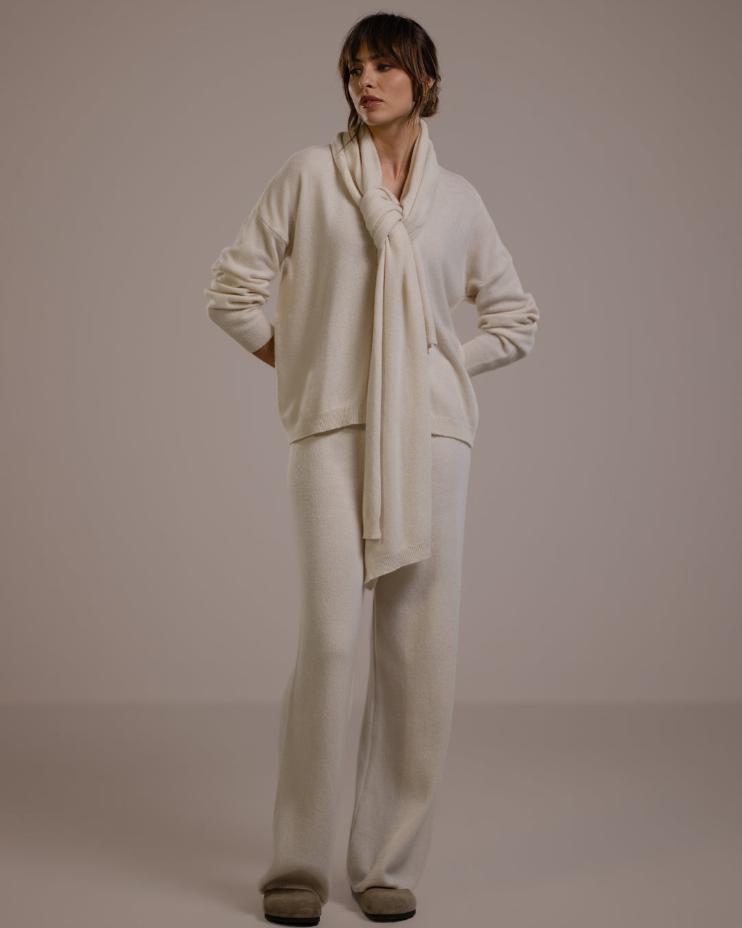 Freya Shawl | Light Beige | Wool-Cashmere Blend