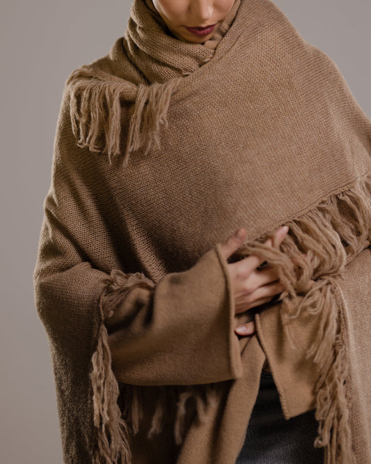Sophie Throw On Poncho | Camel