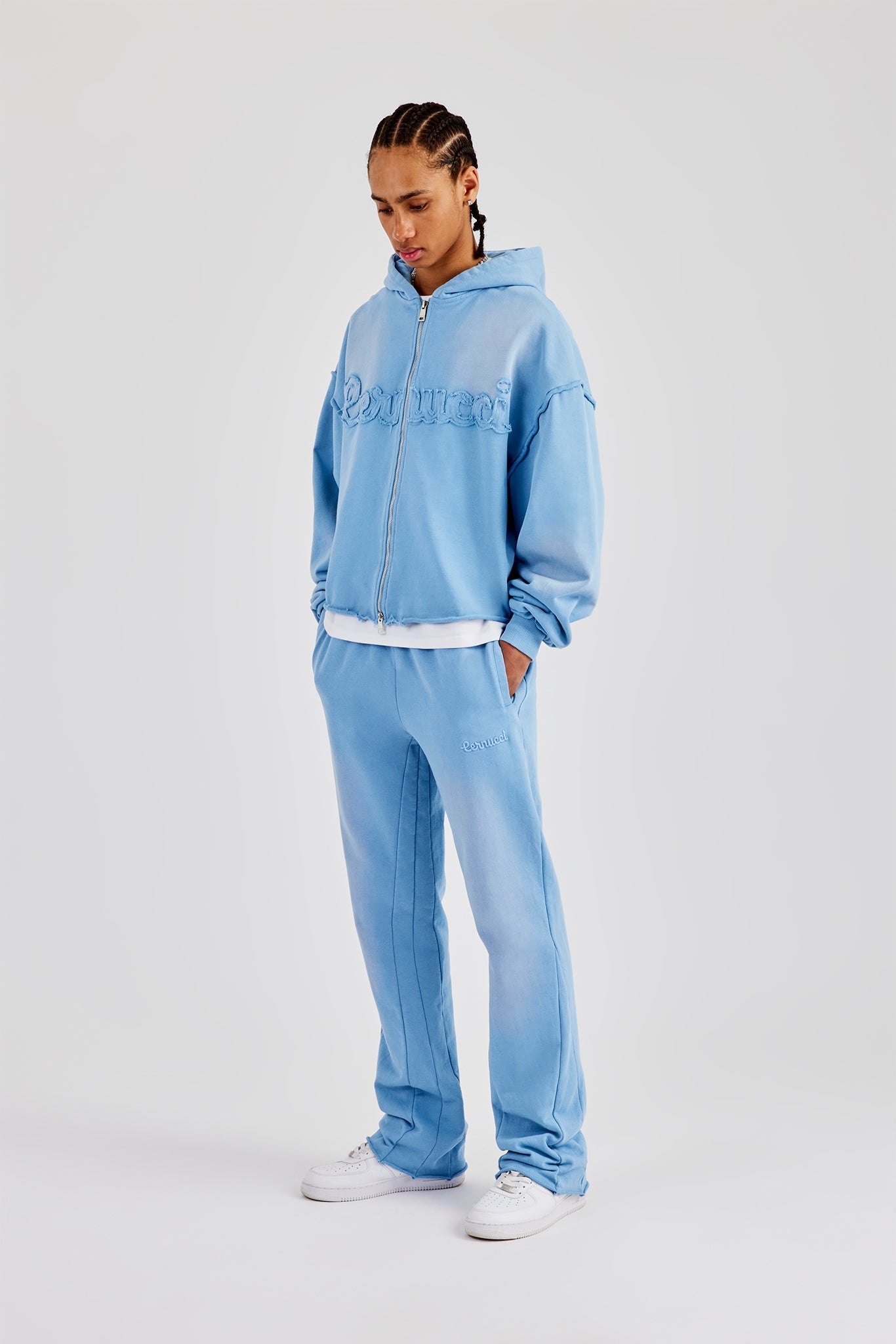 Nardo Washed Applique Zip Through Tracksuit - Blue
