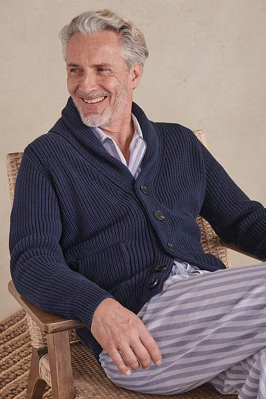 Cotton Shawl Collar Cardigan