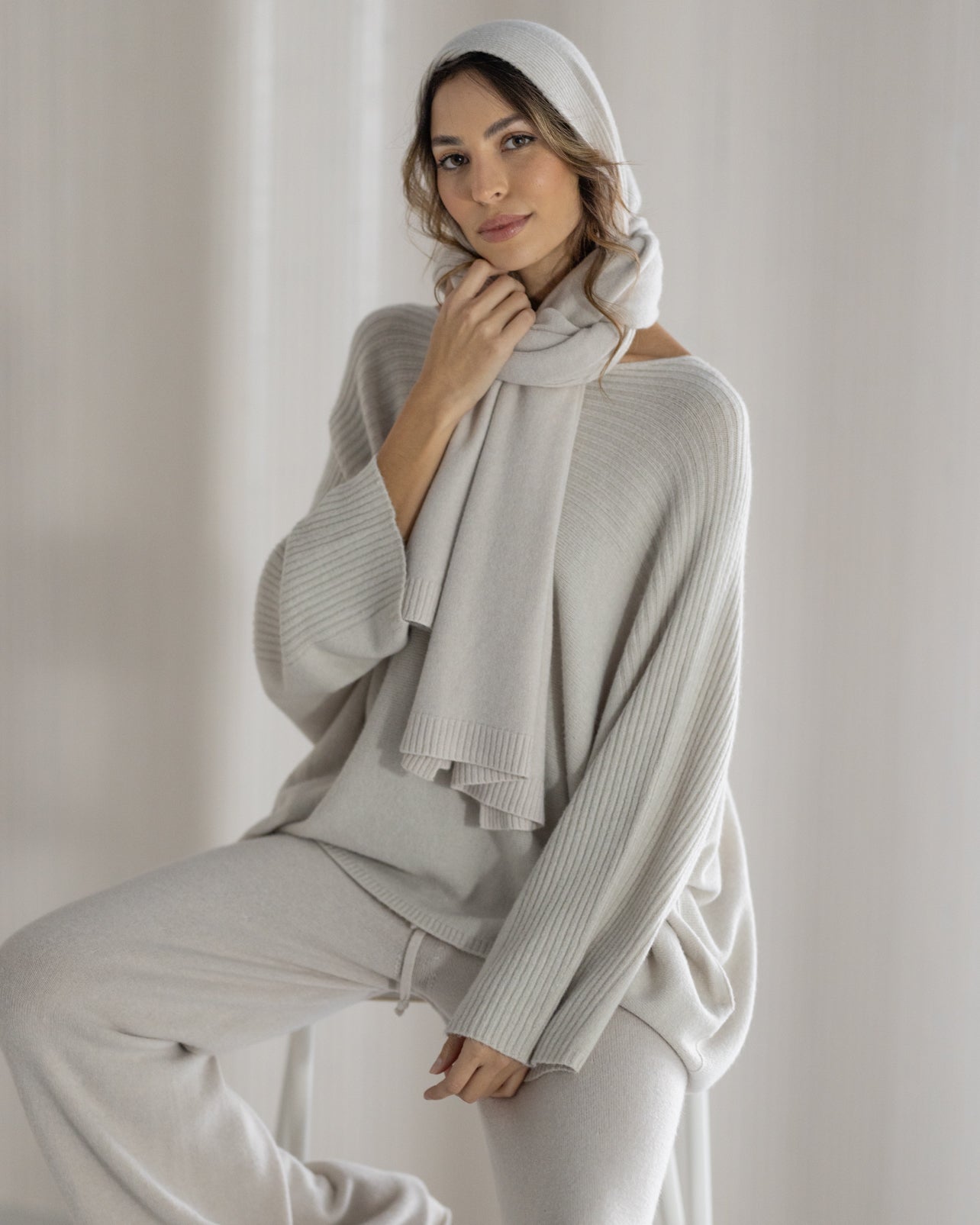 Ribbed Shawl | Light Beige
