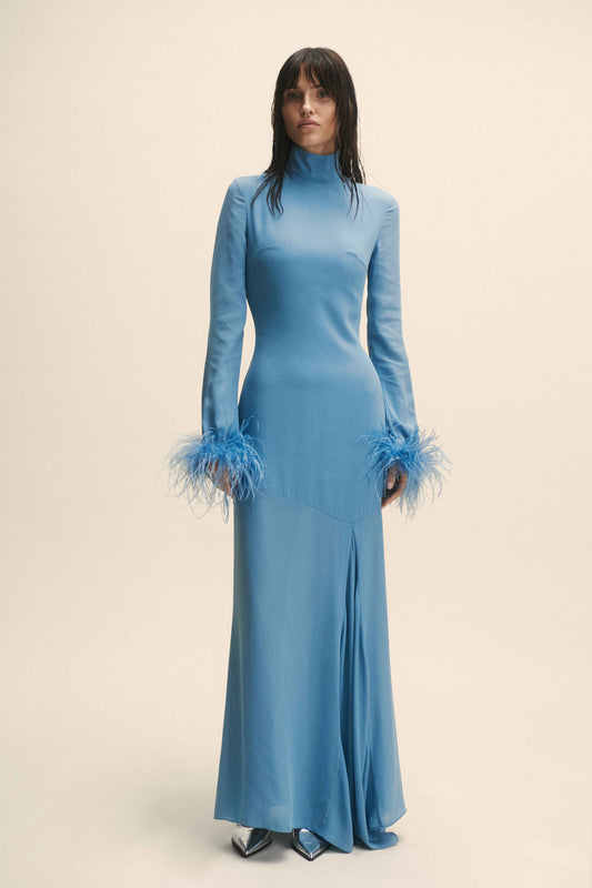 COSMOPOLITAN MAXI DRESS IN PETROL CHIFFON