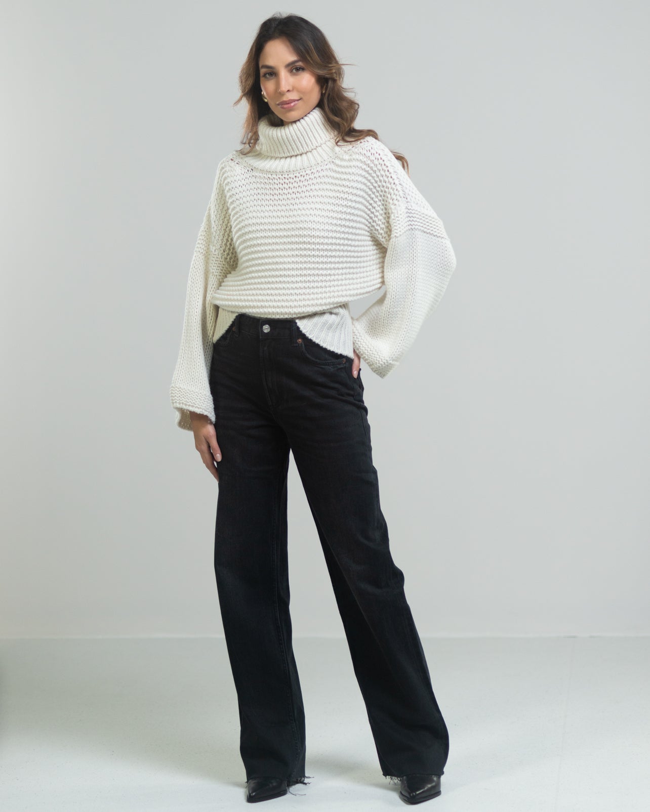 Isabella Rollneck Sweater | Ivory | Wool Blend