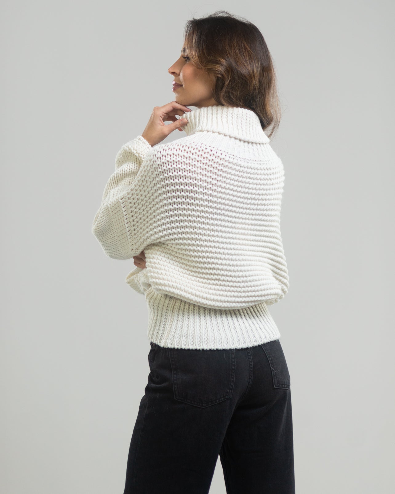 Isabella Rollneck Sweater | Ivory | Wool Blend