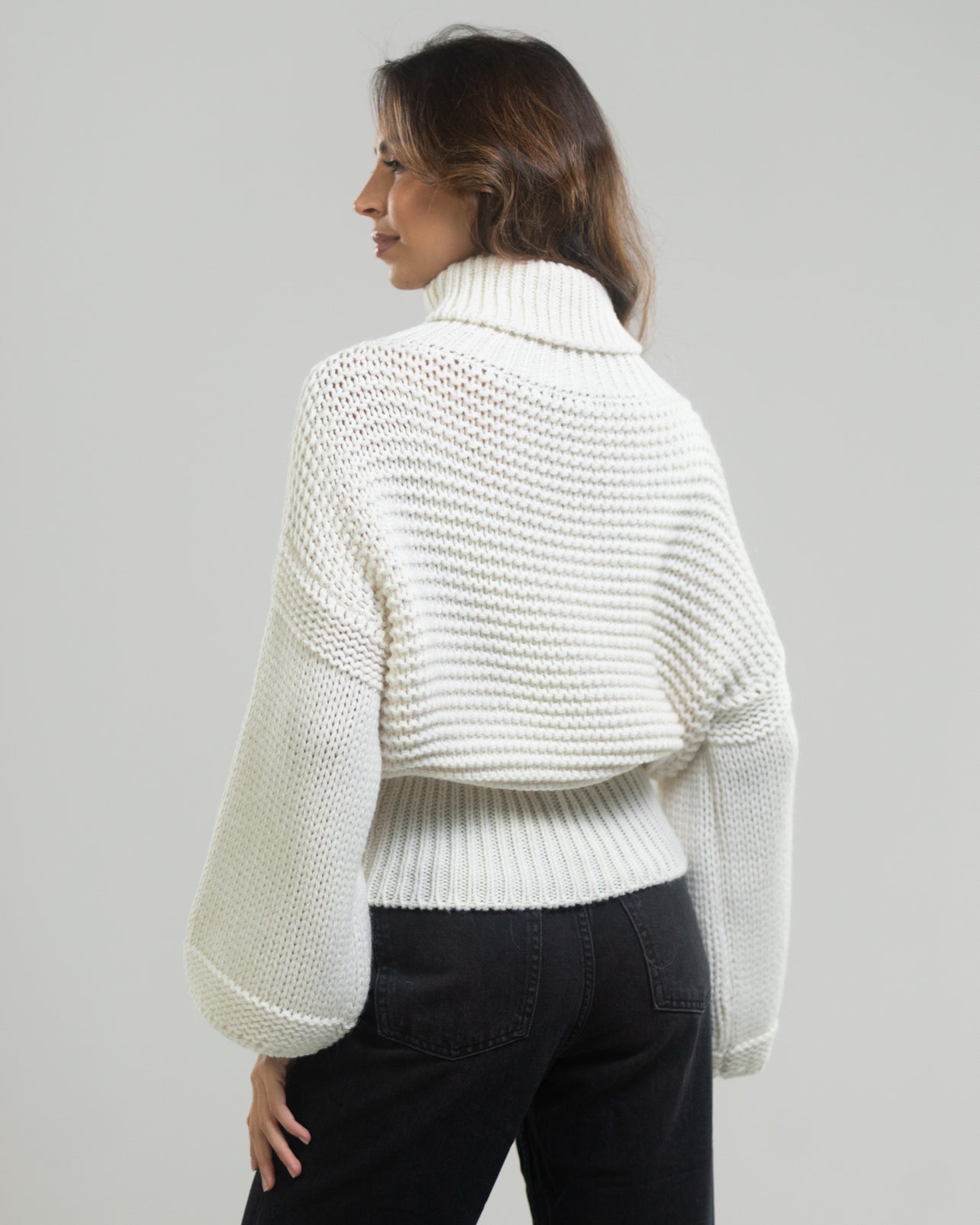 Isabella Rollneck Sweater | Ivory | Wool Blend