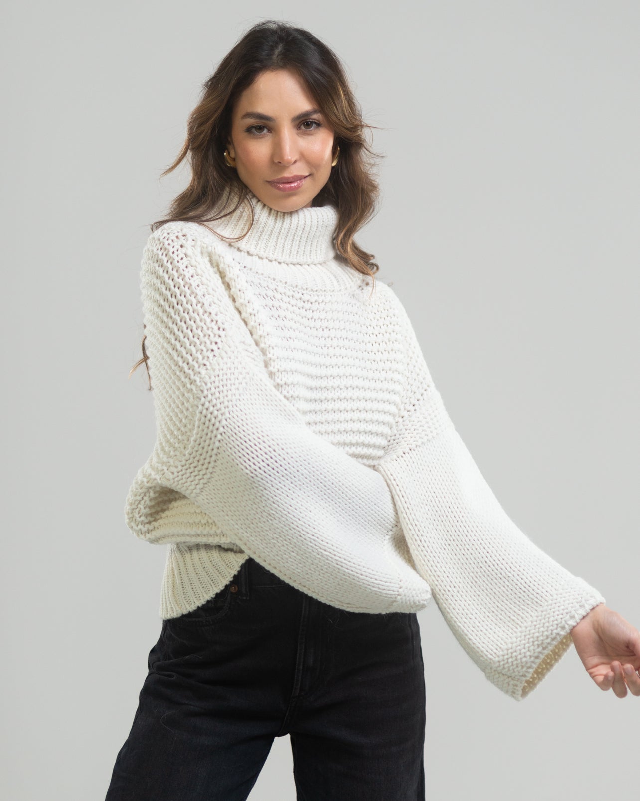 Isabella Rollneck Sweater | Ivory | Wool Blend