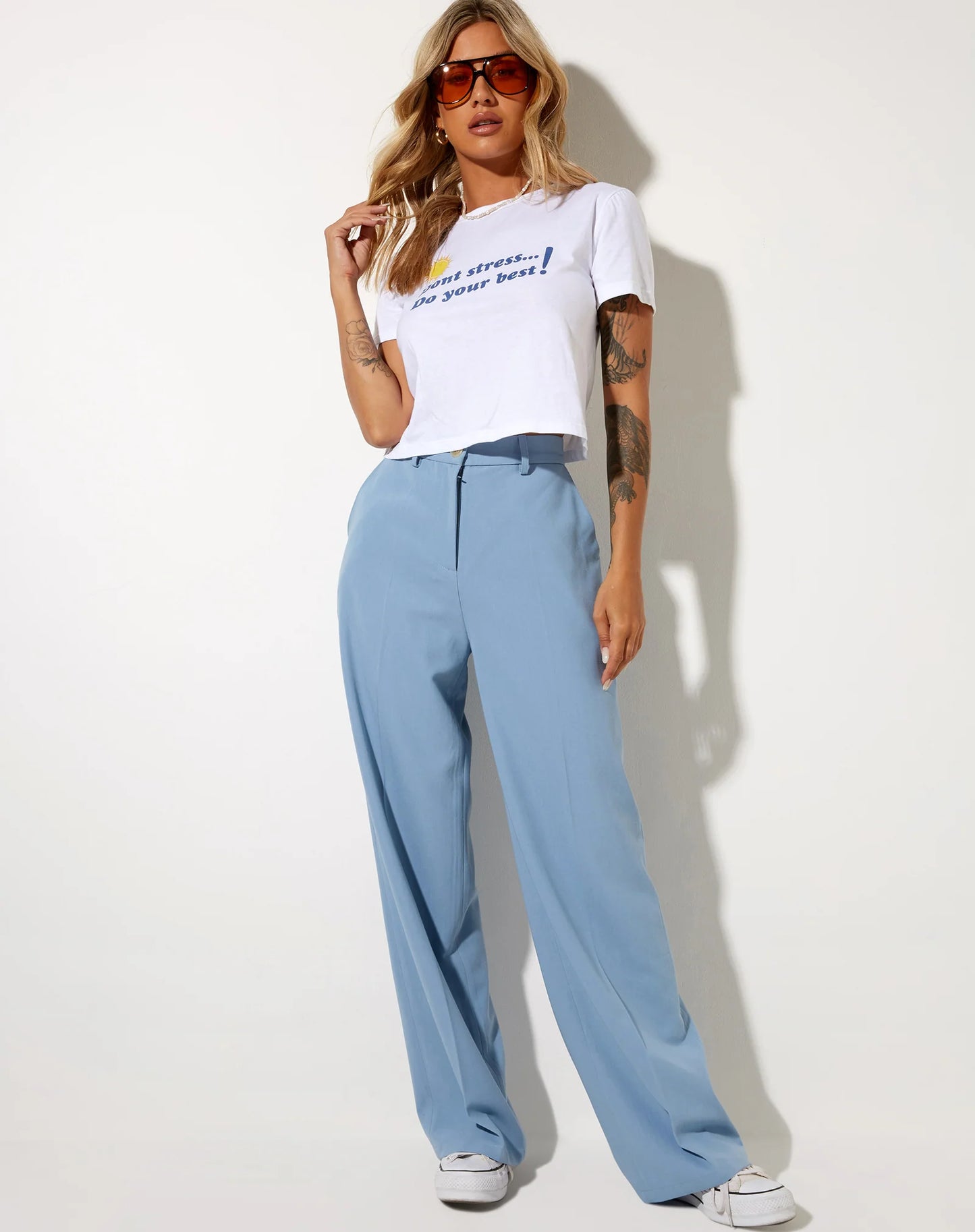 ABBA STRAIGHT LEG TROUSER IN TAILORING BLUE