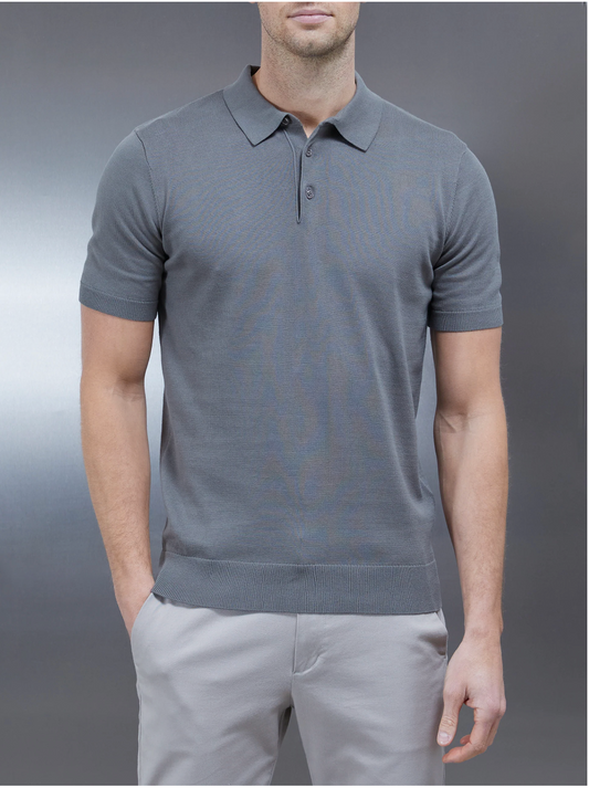 Cotton Knitted Button Polo Shirt