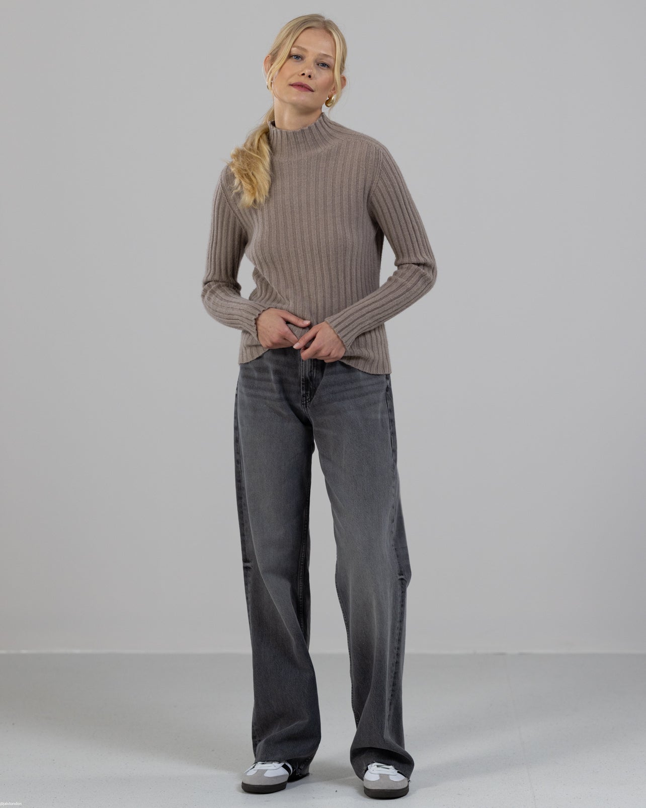 NEW | High Neck Fitted Sweater | Taupe