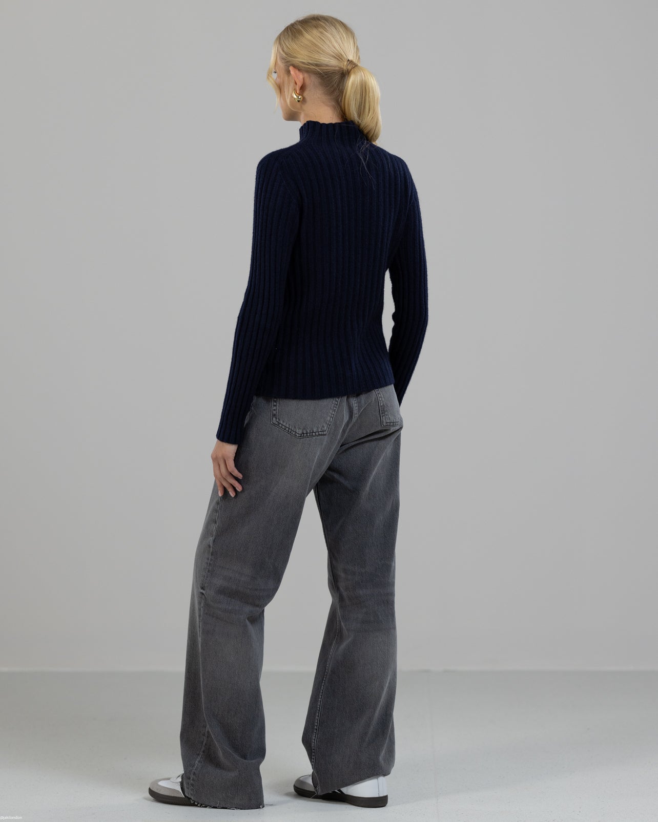 NEW | High Neck Fitted Sweater | Navy