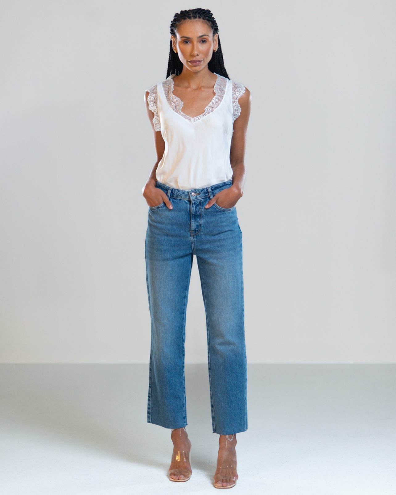 Lace Trim Vest | White