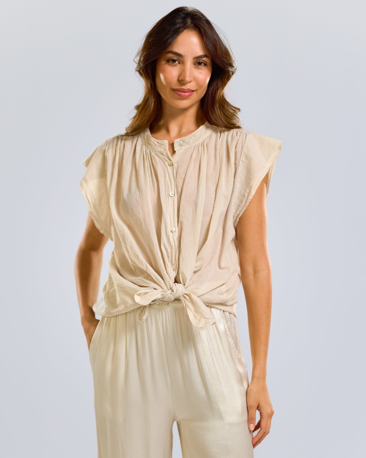 NEW | Jane Tie Up Shirt | Beige