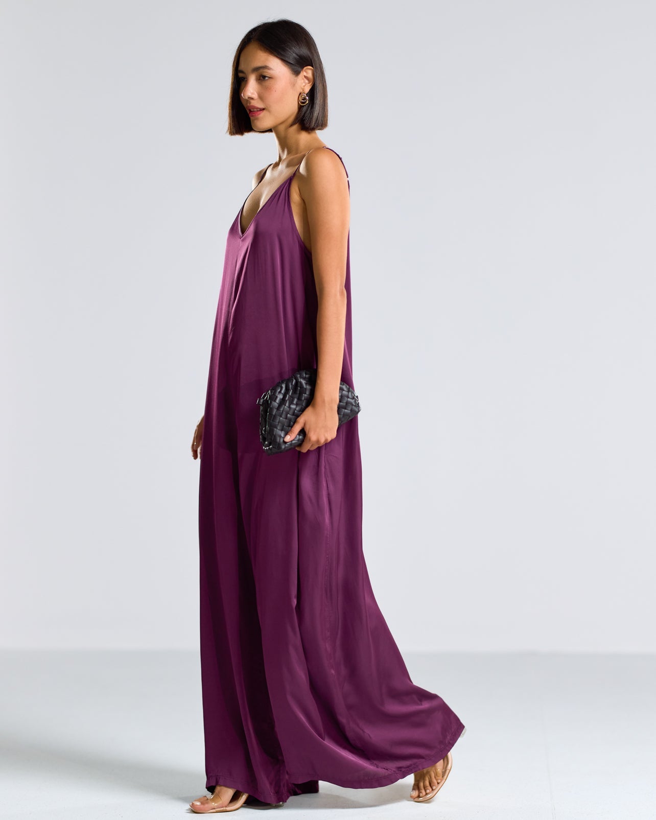 Eliza Lightweight Satin Jumpsuit | Violet