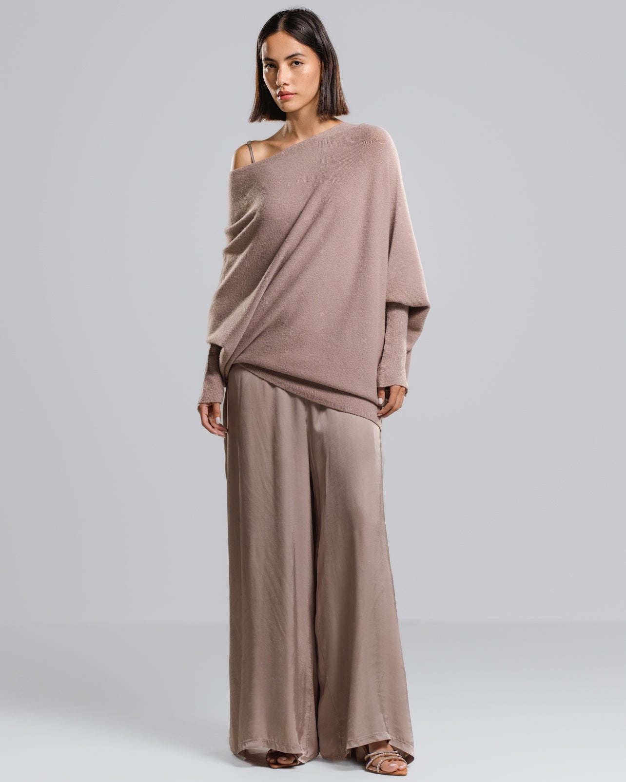 Audrey Satin Jumpsuit | Mocha