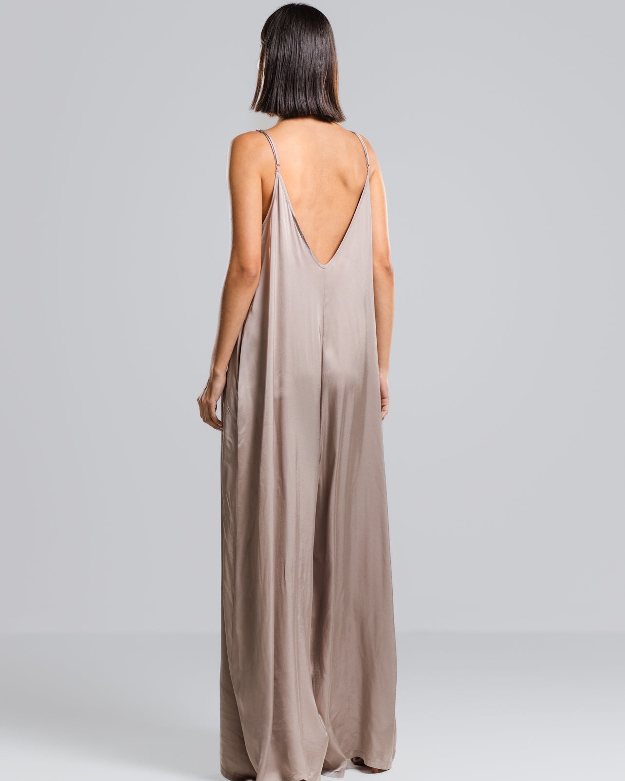 Audrey Satin Jumpsuit | Mocha