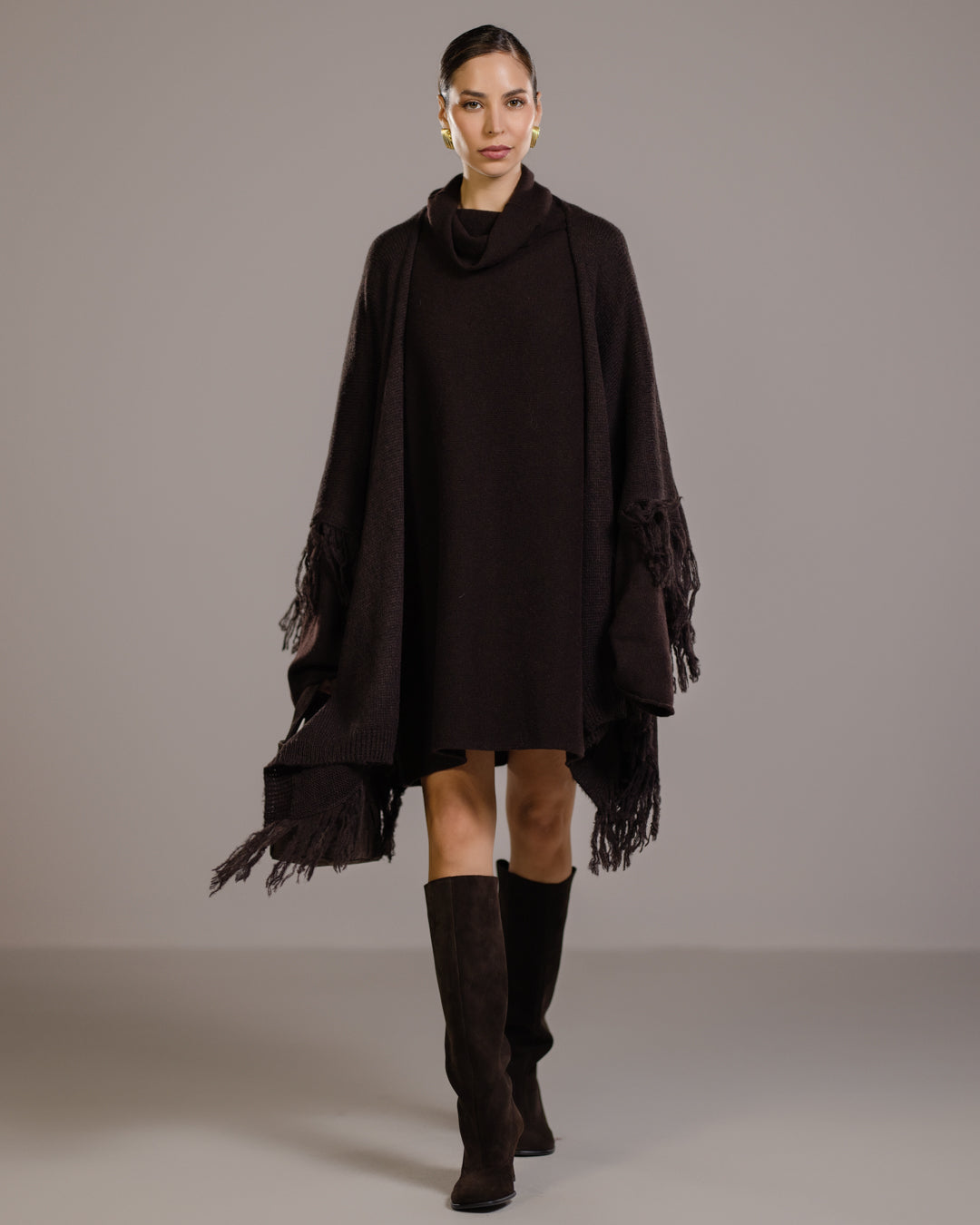 Clara Longline Sweater | Espresso Brown | Wool-Cashmere Blend