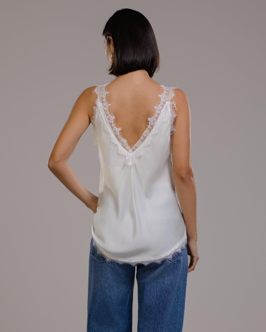 Elsie Lace Trim Vest | White