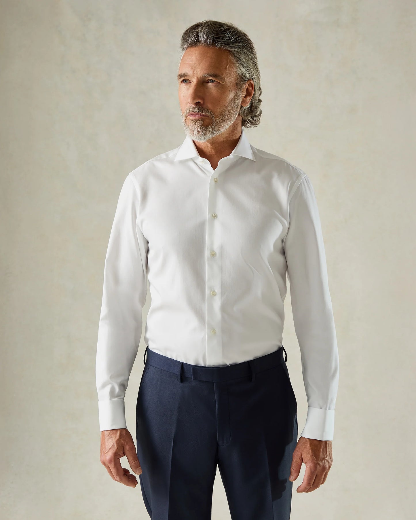 Mawbey Cotton Herringbone Double Cuff Shirt
