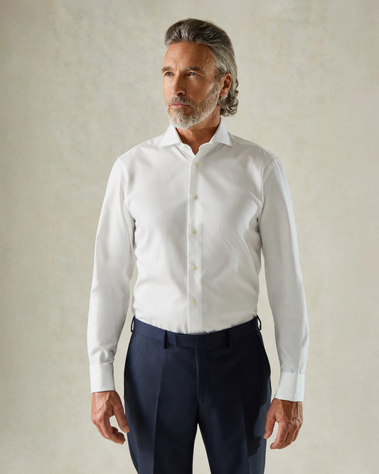 Mawbey Cotton Herringbone Double Cuff Shirt