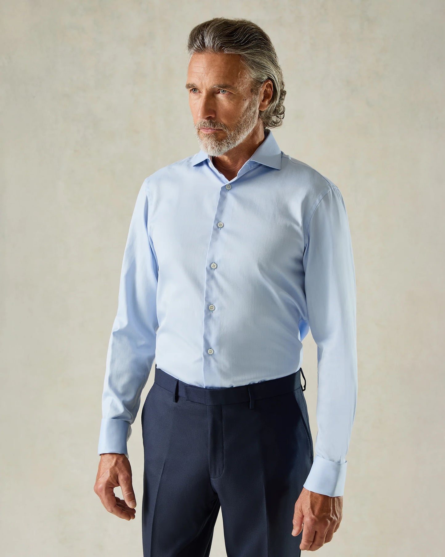 Mawbey Cotton Herringbone Double Cuff Shirt