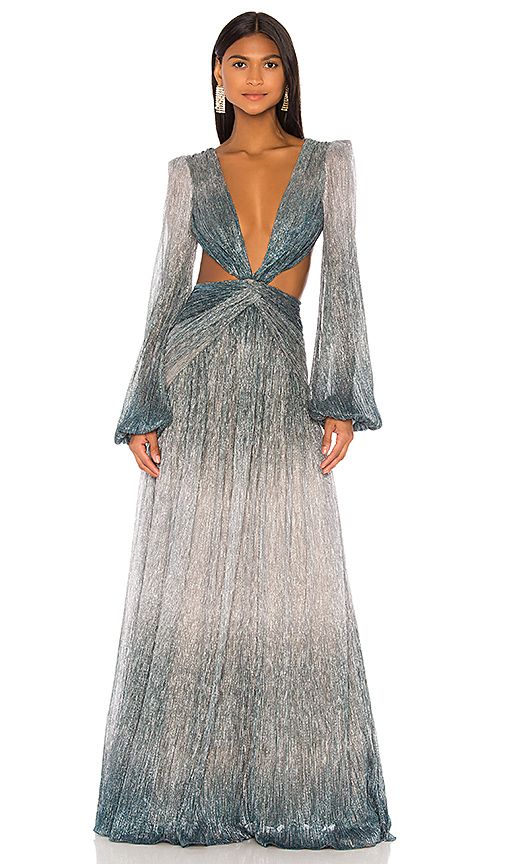 Twist-front Ombré Lurex Maxi Dress