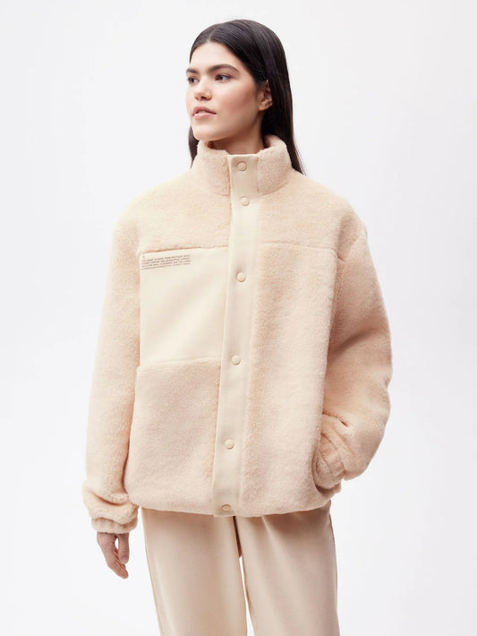 Womens Recycled Wool Fleece Jacket - Sand