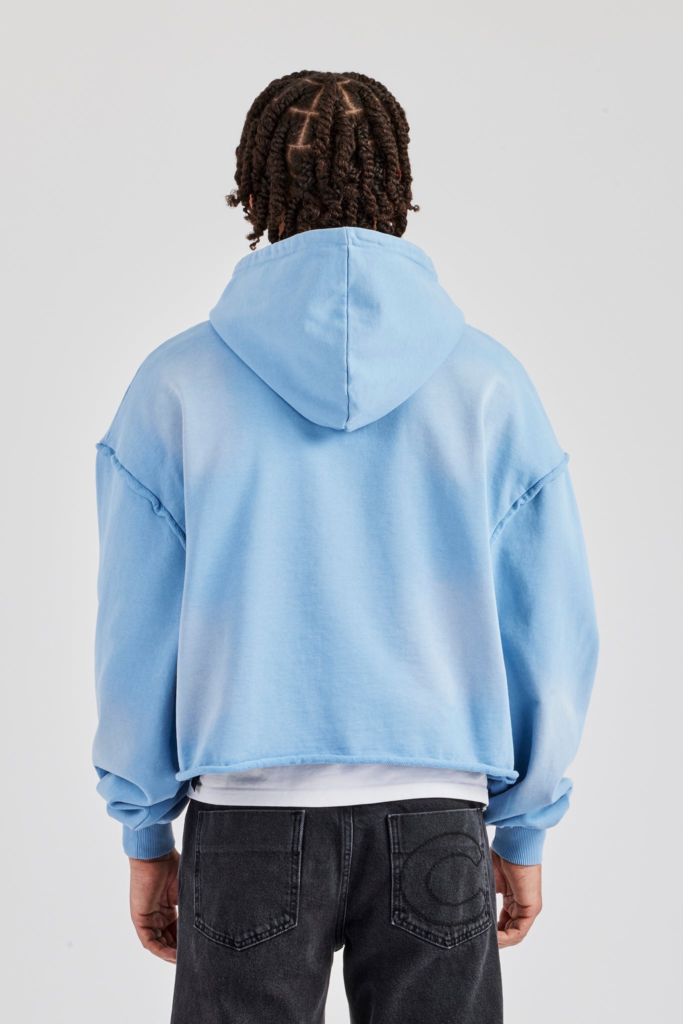 Milroy Washed Applique Zip Through Hoodie - Blue