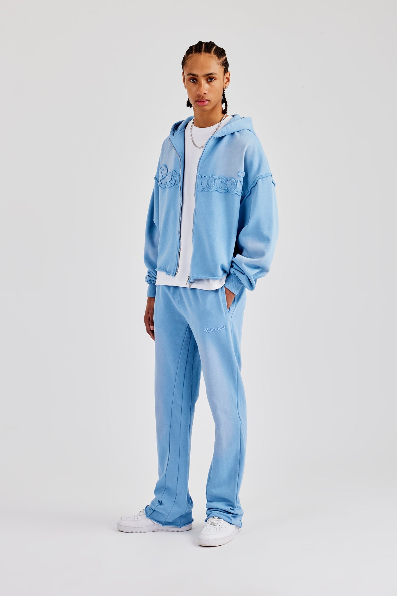 Milroy Washed Fit Flare Panelled Jogger - Blue