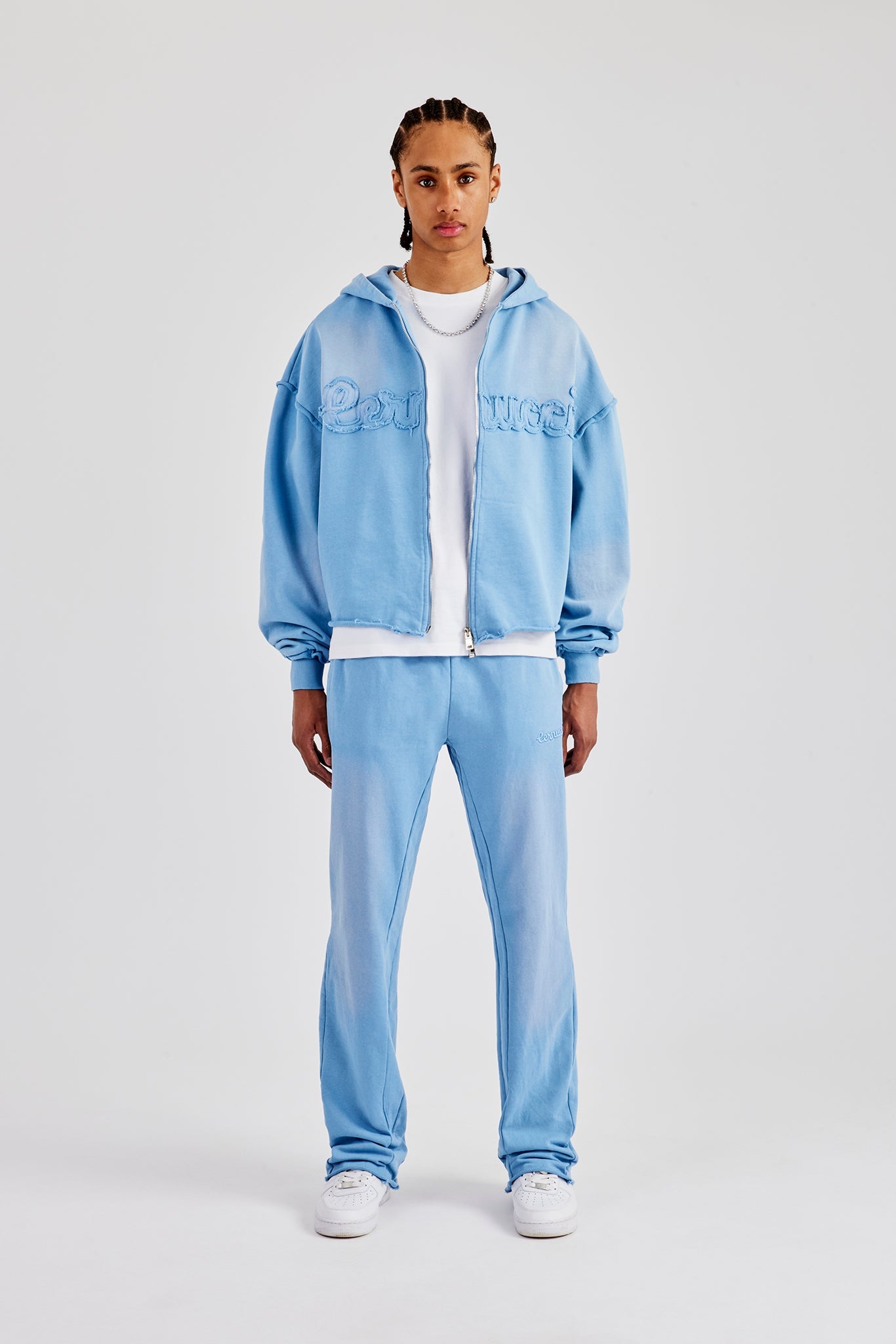 Nardo Washed Applique Zip Through Tracksuit - Blue