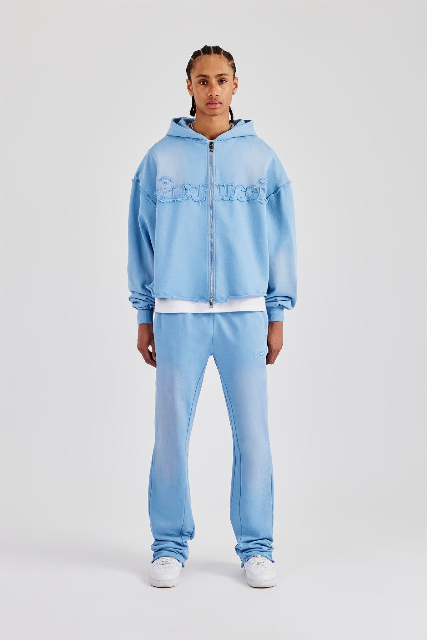 Nardo Washed Applique Zip Through Tracksuit - Blue