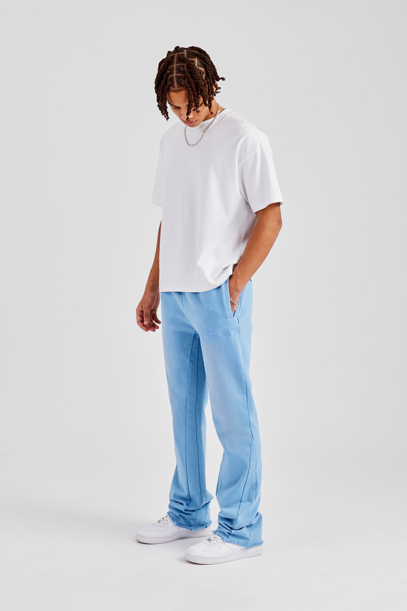 Milroy Washed Fit Flare Panelled Jogger - Blue