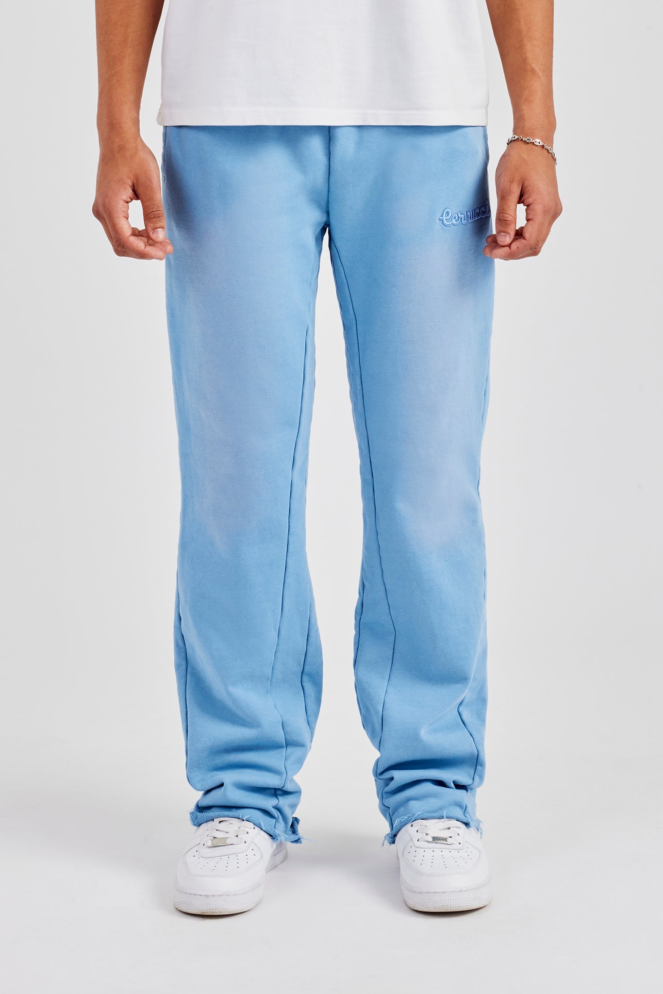 Milroy Washed Fit Flare Panelled Jogger - Blue