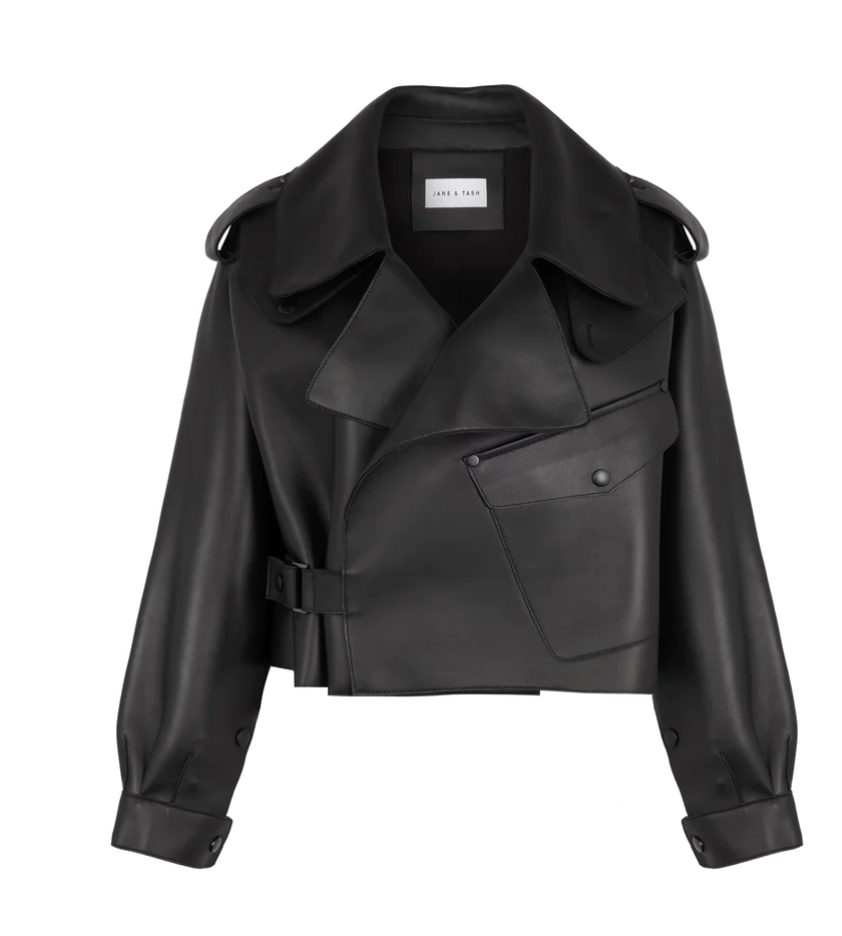Classic Black Oversized Leather Jacket