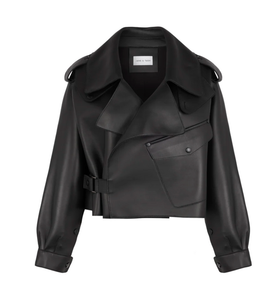 Classic Black Oversized Leather Jacket