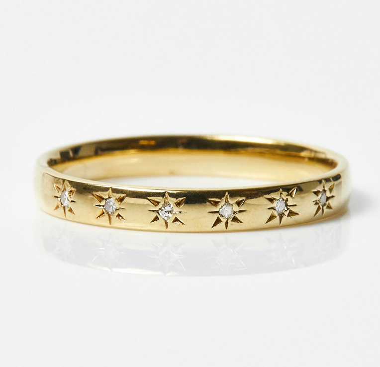 Simple Star Set Diamond Band