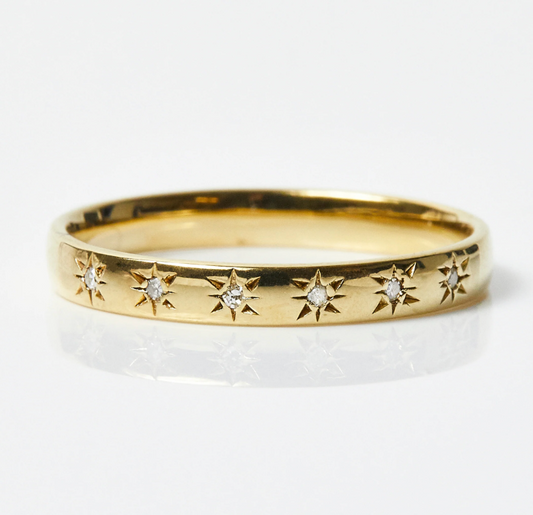 Simple Star Set Diamond Band