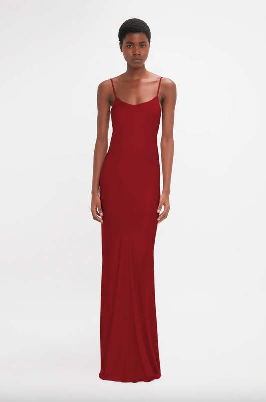 Low Back Cami Floor-Length Dress In Poppy Red