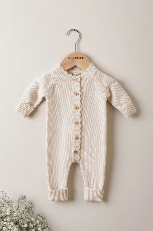 Organic Cotton Moss Stitch Baby Romper
