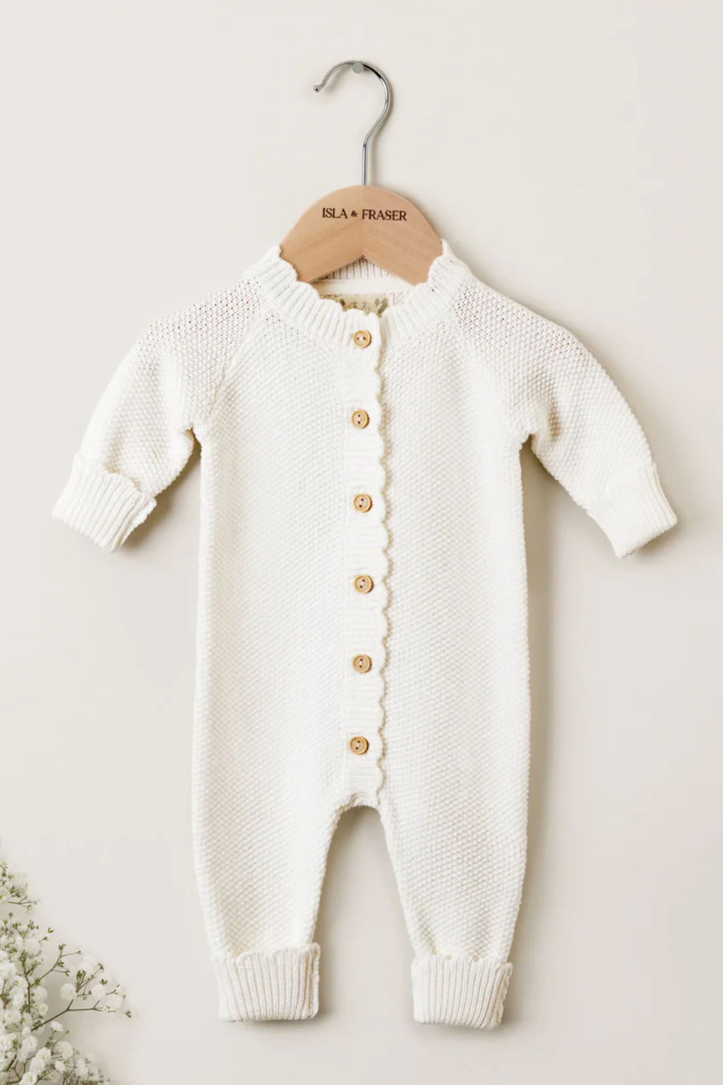 Organic Cotton Moss Stitch Baby Romper