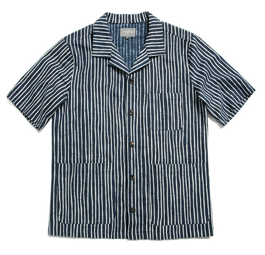 The Stripe Aldery Overshirt - Ink & Cobble Grey