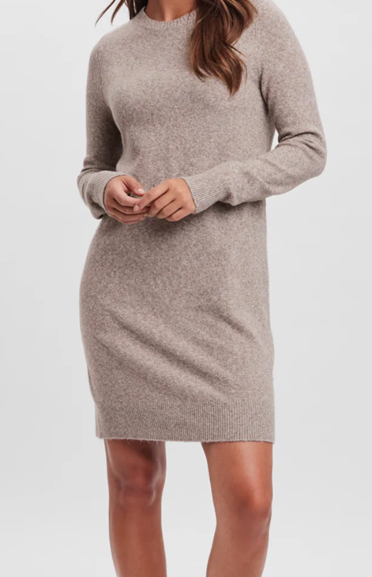 Vero Moda Doffy Long Sleeve Knit Dress, Sepia Tint