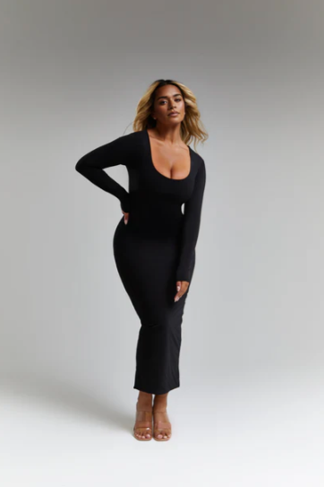 Long Sleeve Scoop Neck Maxi 'Lola' Dress