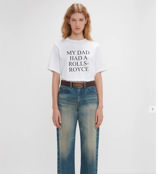 Exclusive 'My Dad Had A Rolls-Royce' Slogan T-Shirt In White