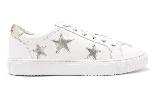 Cocorose - Hoxton - White with Gold Stars Leather Trainers