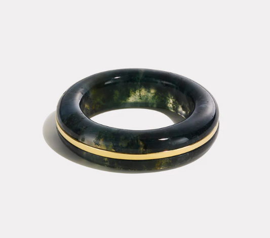 Essential Gem Stacking Ring - Green Moss Agate