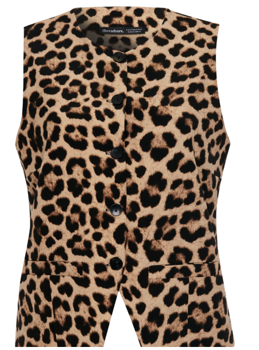 NEW Women's Leopard Print Crew Neck Waistcoat