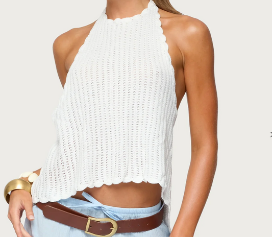 Ivey Backless Crochet Halter Top